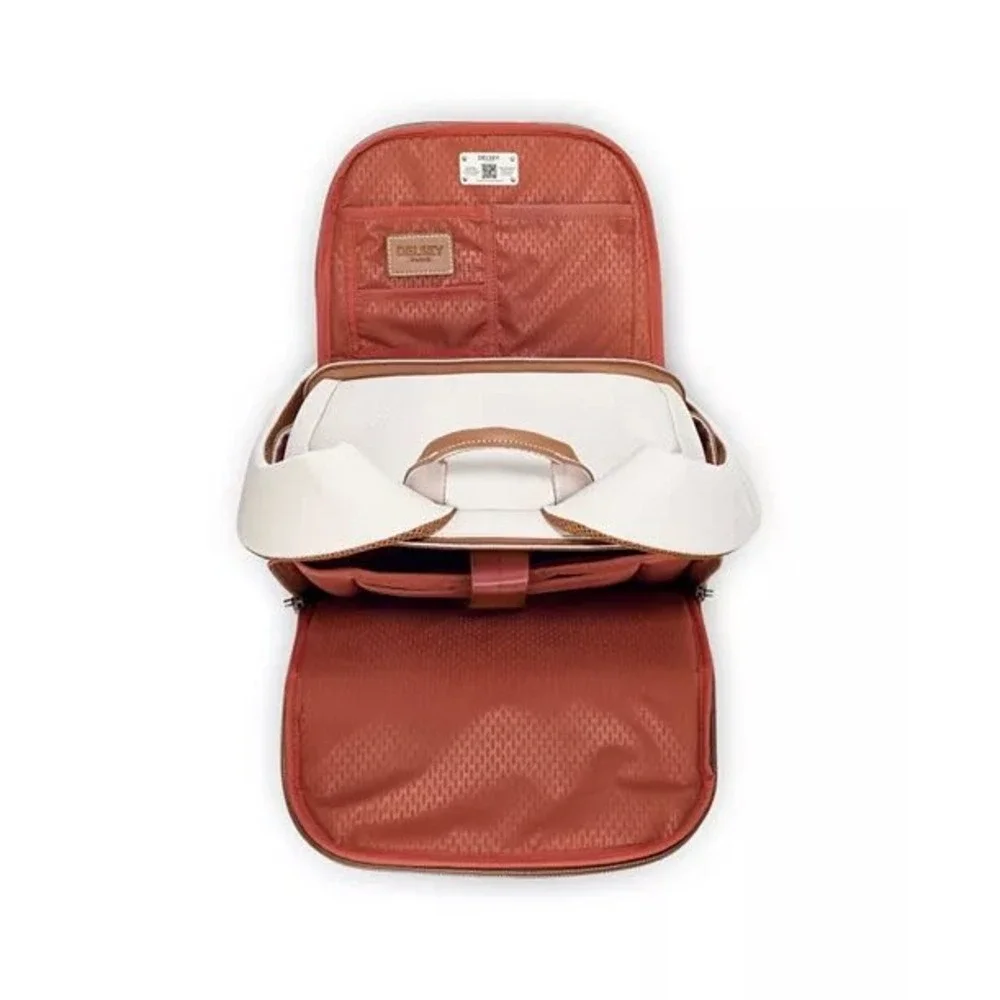 Delsey Paris Chatelet Air 2.0 Laptop Backpack Angora White Vegan Leather Trim